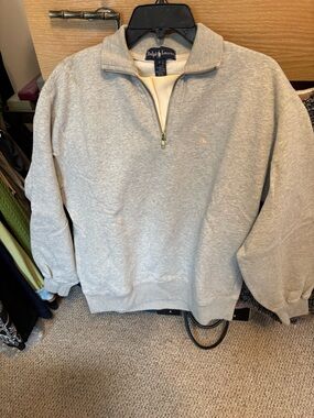 Ralph Lauren Men's Heather Gray Half-Zip Pullover Sweatshirt